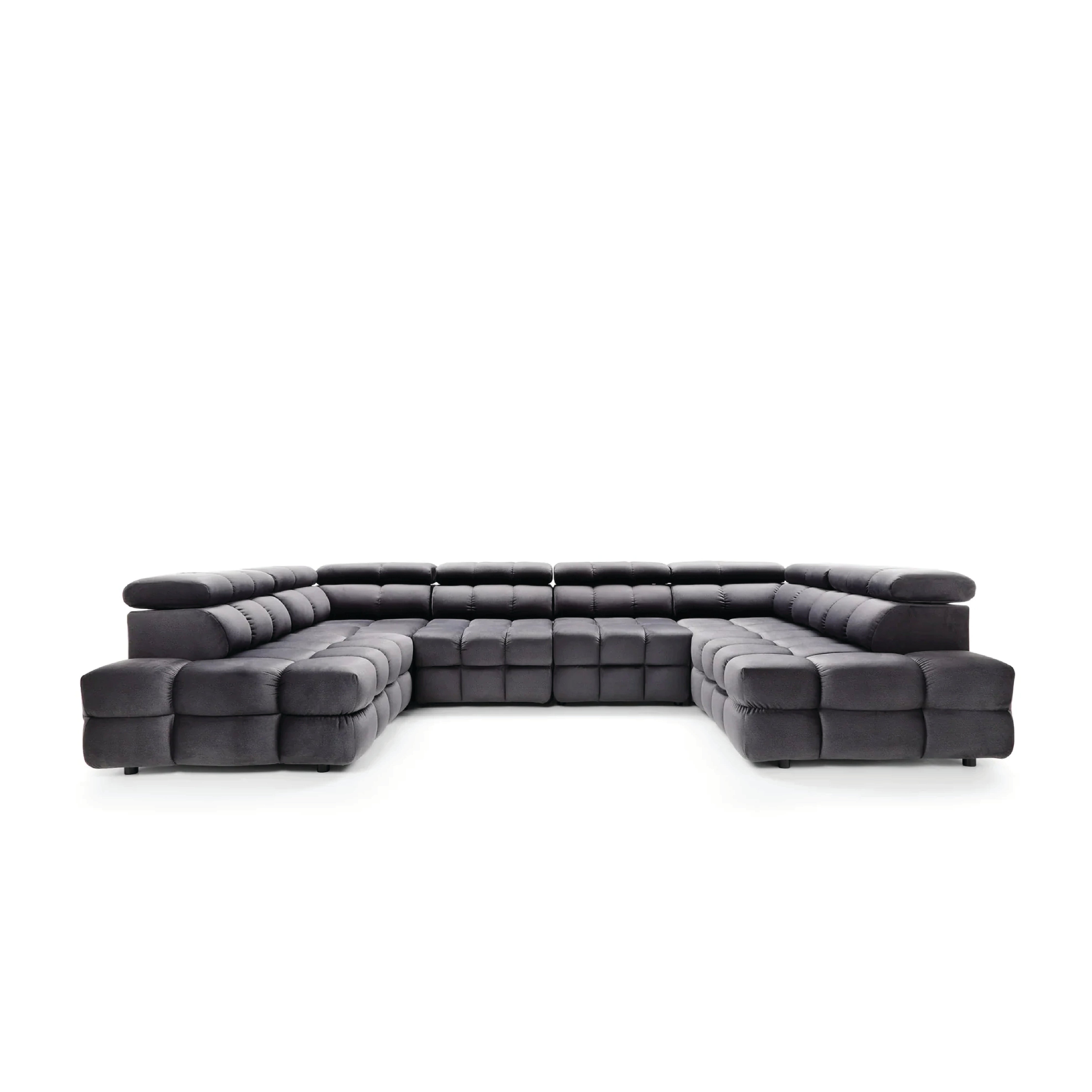 Colțar modular CAPRI, 479 cm lungime, formă „U”, configurabil, tetierele reglabile