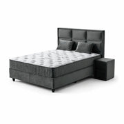 Pat Boxspring CARIA cu ladă de depozitare, structură metalică, saltea premium
