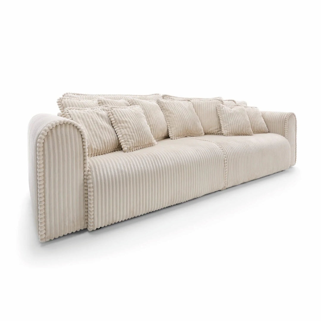 Canapea extensibilă 4-in-1 CELLORA 302 cm lungime, ladă depozitare, funcție pat 180×240 cm, crem
