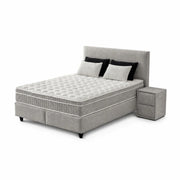 Pat Boxspring COMO cu ladă de depozitare, structură metalică, saltea premium cu topper integrat