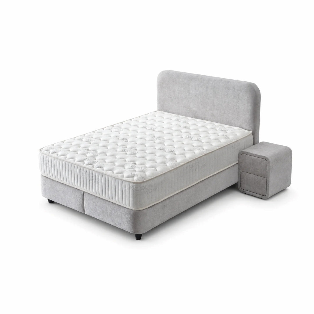 Pat Boxspring COMO PRO cu ladă de depozitare, structură metalică, saltea premium