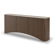 Comodă ELARA 200 cm lungime, blat ceramic, corp furnir lemn, front curbat