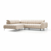Colțar extensibil electric PORTOFINO 285 cm lungime, tetiere reglabile, formă „L”, crem