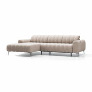 Colțar extensibil electric PORTOFINO 283 cm lungime, tetiere reglabile, formă „L”, bej deschis
