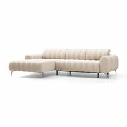 Colțar extensibil electric PORTOFINO 283 cm lungime, tetiere reglabile, formă „L”, crem