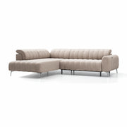 Colțar extensibil electric PORTOFINO 285 cm lungime, tetiere reglabile, formă „L”, bej deschis