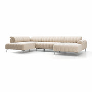 Colțar extensibil electric PORTOFINO 375 cm lungime, tetiere reglabile, formă "U", crem