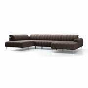 Colțar extensibil electric PORTOFINO 375 cm lungime, tetiere reglabile, formă "U", maro închis