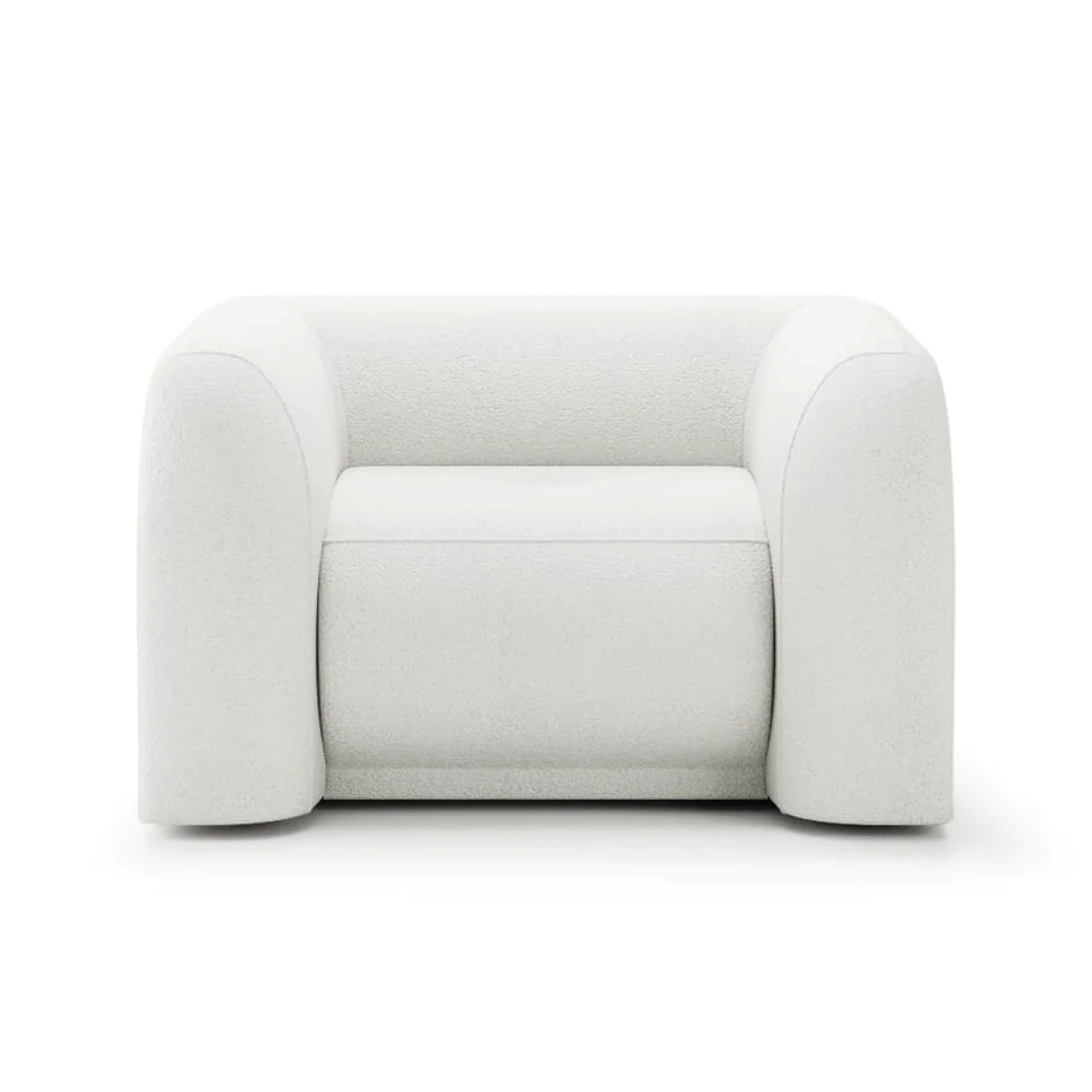Fotoliu BELLORA 128 cm lățime, tapițerie bouclé, structură MDF ranforsat