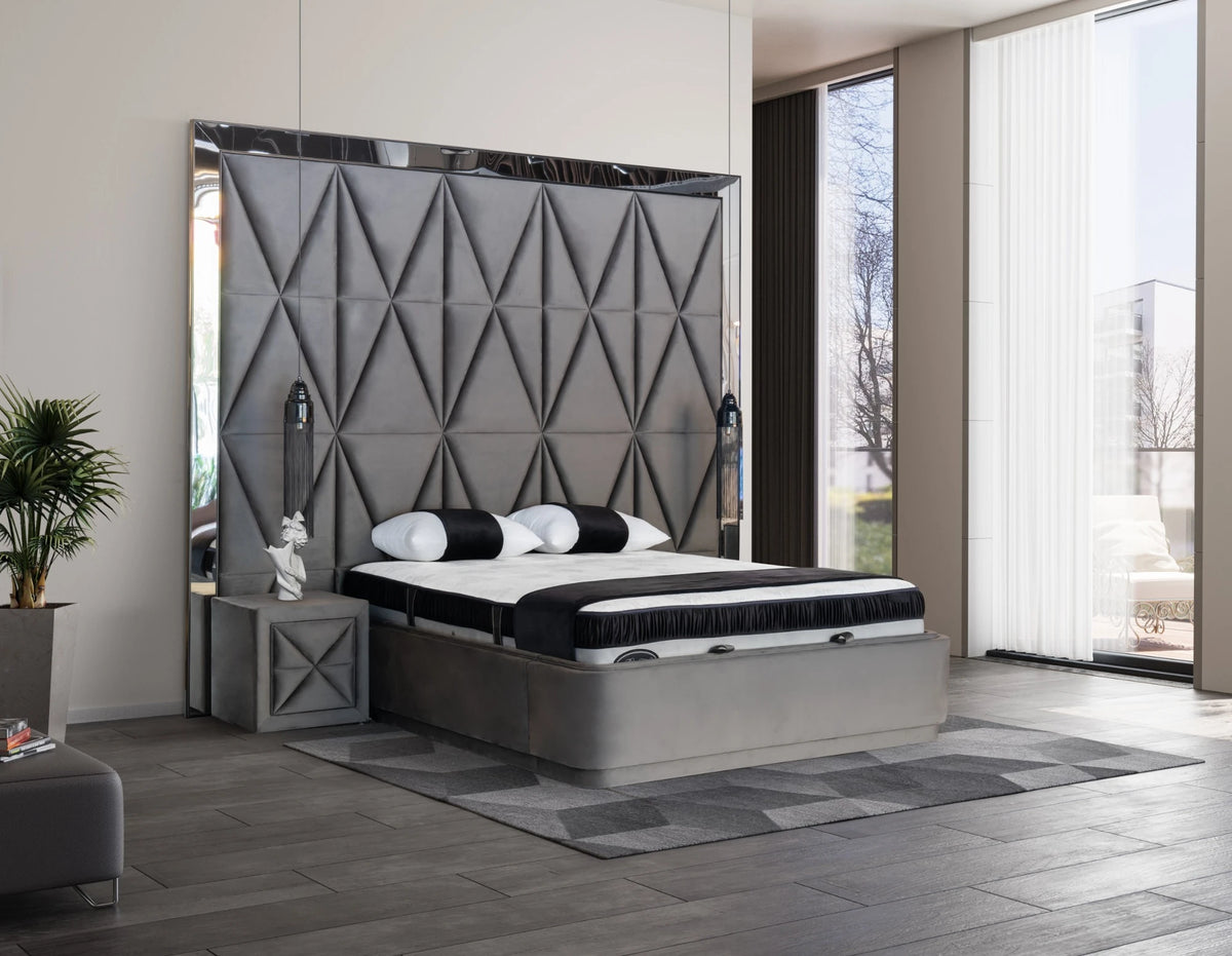 Pat Boxspring SOVEREIGN cu ladă de depozitare, structură metalică, saltea premium, căpătâi customizabil