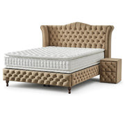 Pat Boxspring IMPERIAL cu ladă de depozitare, structură metalică, saltea premium cu topper integrat