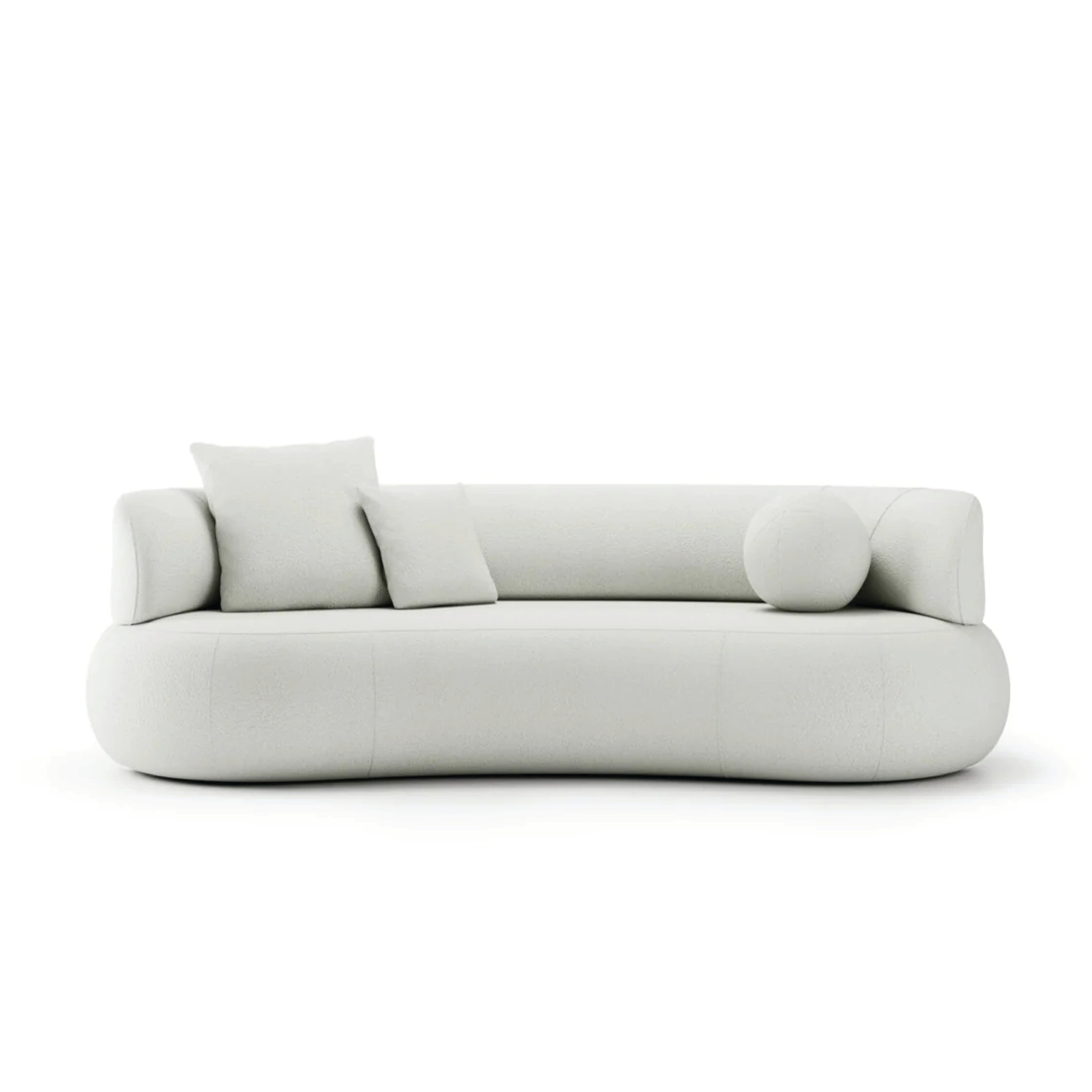 Canapea fixă IVONA 253 cm lungime, configurabilă, bouclé premium, design curbat