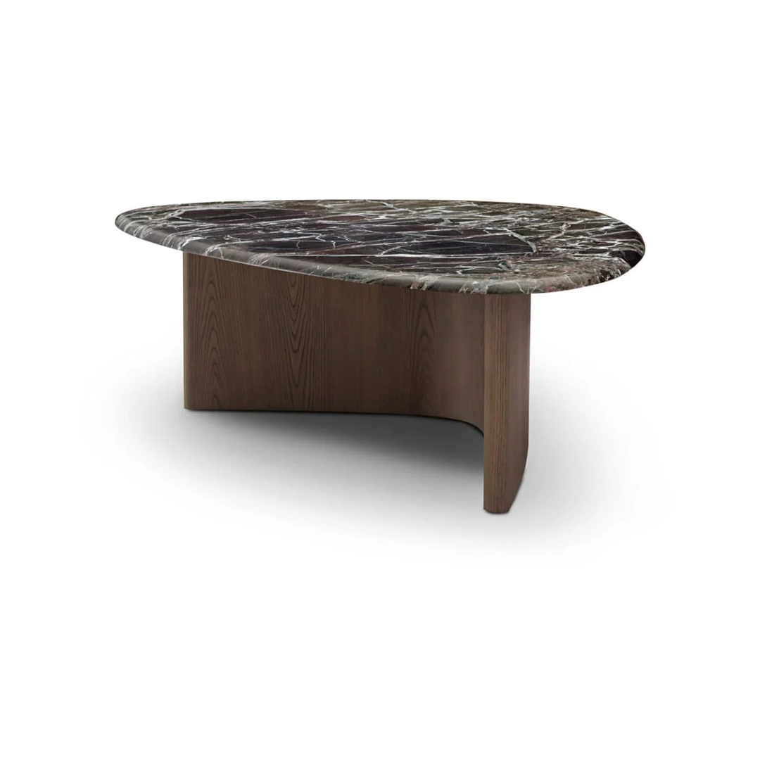 Măsuță cafea DOLCE 114 cm lungime, blat marmură naturală, bază MDF furniruit