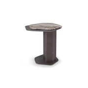 Măsuță cafea OBELIS 50 cm lățime, marmură Maple Brown, bază metalică finisată