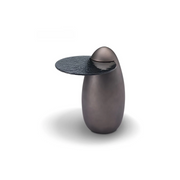 Măsuță cafea OBSIDIA 38 cm diametru, blat sticlă fumurie, bază fibră de sticlă