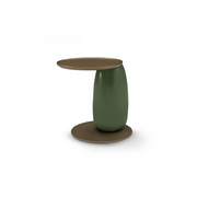 Măsuță cafea OLIVA 55 cm lungime, metal finisat bronz, picior fibră de sticlă verde olive