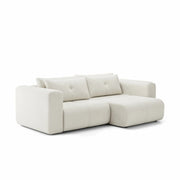 Canapea extensibilă 4-în-1 MIRA, 260 cm lungime, ladă de depozitare, spumă HR, crem