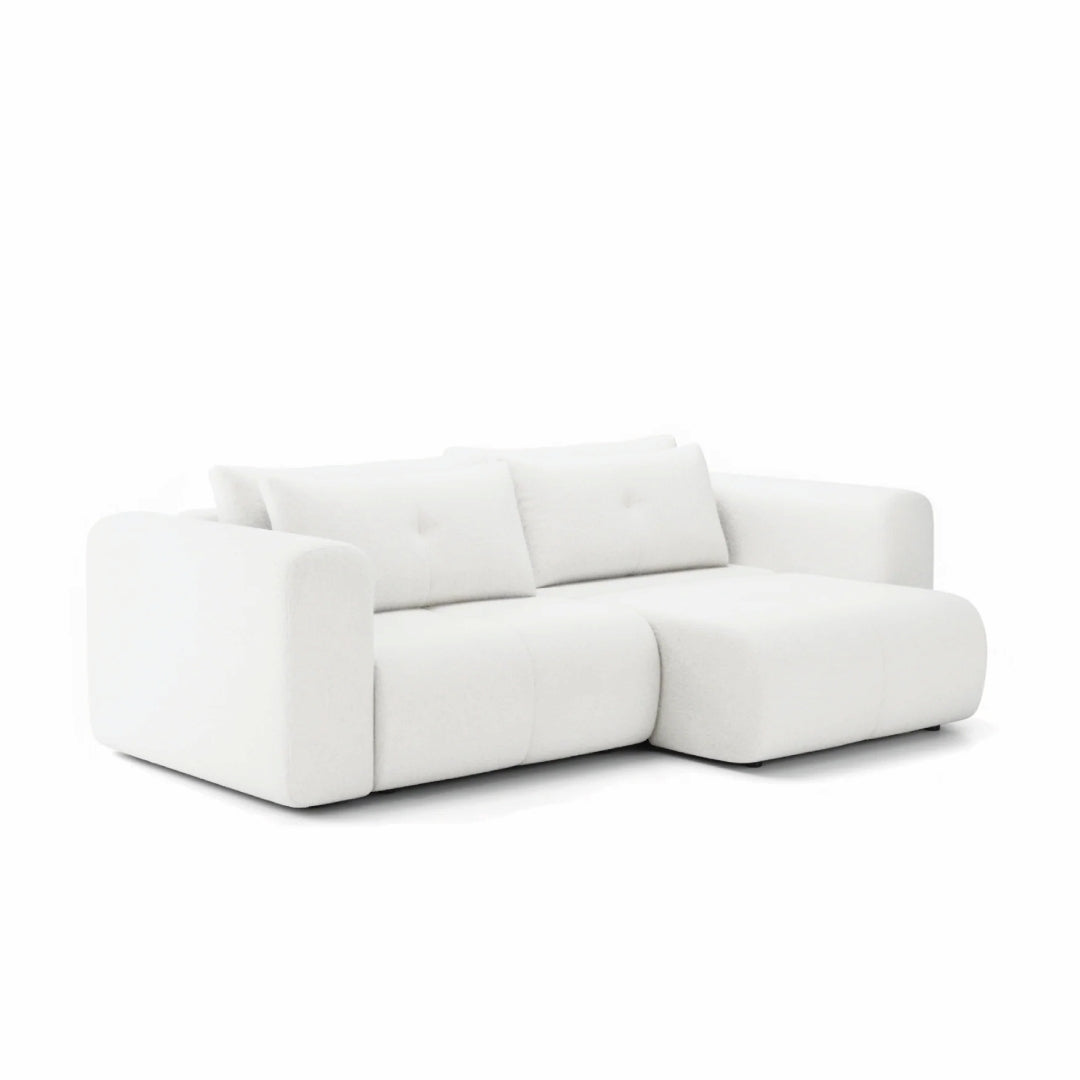 Canapea extensibilă 4-în-1 MIRA, 260 cm lungime, ladă de depozitare, spumă HR, ivory