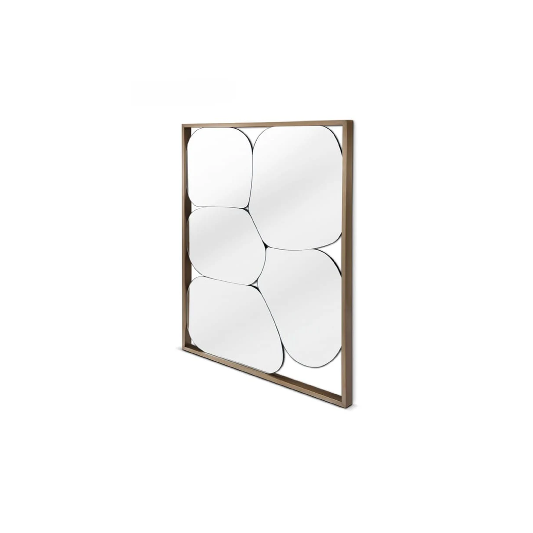 Oglindă decorativă MORPHA 120×100 cm, ramă din oțel inoxidabil finisaj bronz