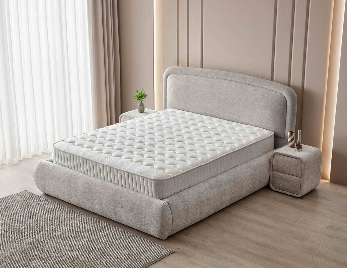 Pat Boxspring NOVA cu ladă de depozitare, structură metalică, saltea premium