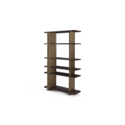Bibliotecă VERTEX 120 cm lungime, rafturi furnir ulm, structură stabilă, accent metalic