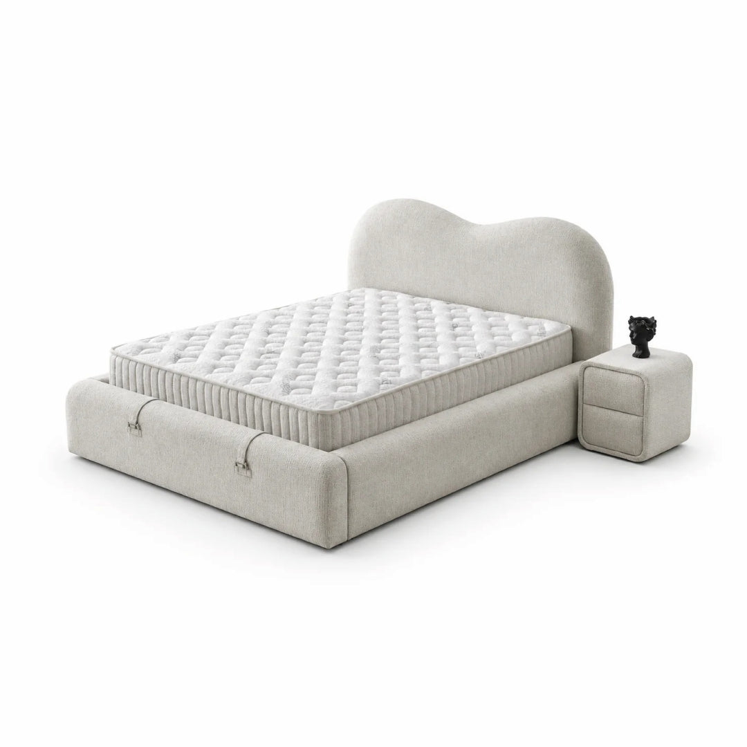 Pat Boxspring SERENITY cu ladă de depozitare, structură metalică, saltea premium