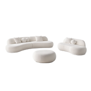 Set living modular IVONA 3 bucăți, țesătură bouclé premium, 2 canapele, 1 otoman