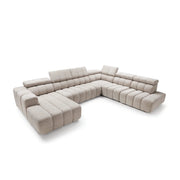 Colțar modular SIENNA 386 cm lungime, formă „U”, extensie electrică, tetiere reglabile, configurabil