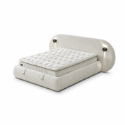 Pat Boxspring THALUMA PRO cu ladă de depozitare, structură metalică, saltea premium cu topper integrat, LED-uri incorporate