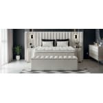 Pat Boxspring PALAZO cu ladă de depozitare, structura metalica, material și saltea premium cu topper integrat, LED-uri incorporate in capatai - imagine 2