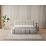 Pat Boxspring ZARO lada de depozitare, structura metalica, material si saltea premium