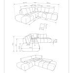 Coltar extensibil manual HELEN, 265 cm lungime in "L" cu lada de depozitare si zona de dormit permanent cu design modern - imagine 9
