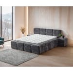 Pat Boxspring MARVEO cu ladǎ de depozitare, structurǎ metalicǎ, saltea premium cu topper integrat, material premium