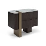 Consolă 55 cm, blat marmură albă, furnir ulm gri închis, accente metalice alamă IMPERIA, design compact pentru interior elegant - imagine 2