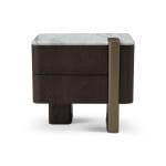 Consolă 55 cm, blat marmură albă, furnir ulm gri închis, accente metalice alamă IMPERIA, design compact pentru interior elegant - imagine 3