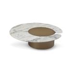 Măsuță de cafea modernă pentru living 120 cm, blat marmură albă și bază metalică alamă, design elegant ARCO - imagine 2