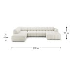 Colțar modular 343 cm, 6–7 locuri, formă U, design curbat, bouclé premium, configurabil RODOS, pentru spațiu premium - imagine 10