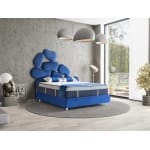 Pat Boxspring OCEAN cu lada de depozitare, structura metalica, saltea premium, material catifelat - imagine 2