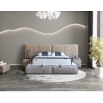 Pat Boxspring SEOSSA cu ladǎ de depozitare, structurǎ metalicǎ, material si saltea premium - imagine 2