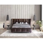 Pat Boxspring KING MASTER cu ladă de depozitare, structura metalica, material și saltea premium cu topper integrat, bancuta separata - imagine 2