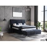 Pat Boxspring WRINKLE cu ladă de depozitare și saltea premium, bancuta separata, design modern, tapițat premium