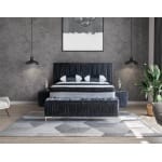 Pat Boxspring WRINKLE cu ladă de depozitare și saltea premium, bancuta separata, design modern, tapițat premium - imagine 2