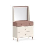 Comodă toaletă 80 cm, 4 sertare, 2 mici si 2 mari, stil modern scandinav, rose dust și alb ivory, accente rose-gold, design compact și elegant PEARL - imagine 2
