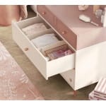 Comodă toaletă 80 cm, 4 sertare, 2 mici si 2 mari, stil modern scandinav, rose dust și alb ivory, accente rose-gold, design compact și elegant PEARL - imagine 5