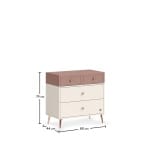 Comodă toaletă 80 cm, 4 sertare, 2 mici si 2 mari, stil modern scandinav, rose dust și alb ivory, accente rose-gold, design compact și elegant PEARL - imagine 7