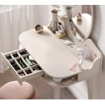 Masă toaletă 80 cm cu oglindă LED și sertar organizator, stil modern romantic, ivory și roz pudră, design elegant pentru machiaj PEARL - imagine 3