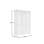 Dulap 140 cm, 3 uși batante, stil clasic romantic, alb antique cu accente patinate, bară haine, rafturi și sertare interioare, design elegant premium BELLE - imagine 6