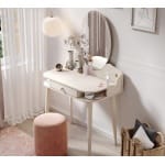 Masă toaletă 80 cm cu oglindă LED și sertar organizator, stil modern romantic, ivory și roz pudră, design elegant pentru machiaj PEARL - imagine 4