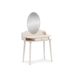 Masă toaletă 80 cm cu oglindă LED și sertar organizator, stil modern romantic, ivory și roz pudră, design elegant pentru machiaj PEARL - imagine 5