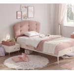 Noptieră 47 cm, 2 sertare, stil modern elegant, crem și roz pudrat, accente rose-gold, design minimalist și feminin PEARL - imagine 2